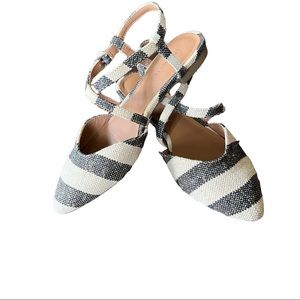 Indigo Rd. Womens Genetics5 Canvas Pointed Toe Ankle Strap Slide Flats S…